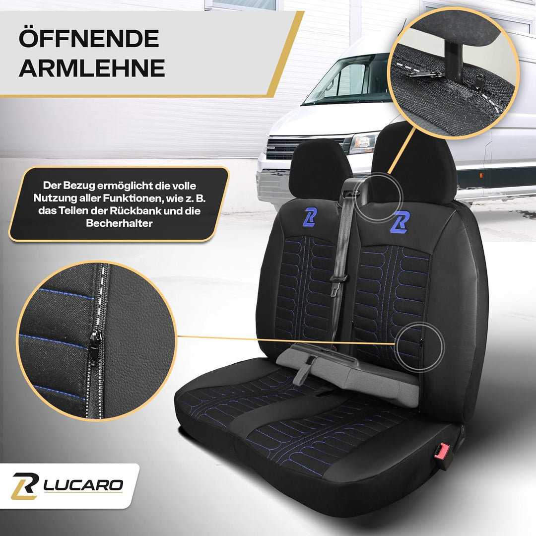 LUCARO Sitzbezüge Auto Tornado für FIAT Ducato, Peugeot Boxer, Citroen Jumper, Opel Movano C, RAM Pr