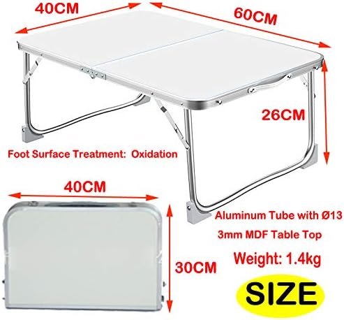 AUTOFU 60 cm Klapptisch, tragbarer, faltbarer kleiner Tisch mit Tragegriff, quadratisch, Camping-Pic