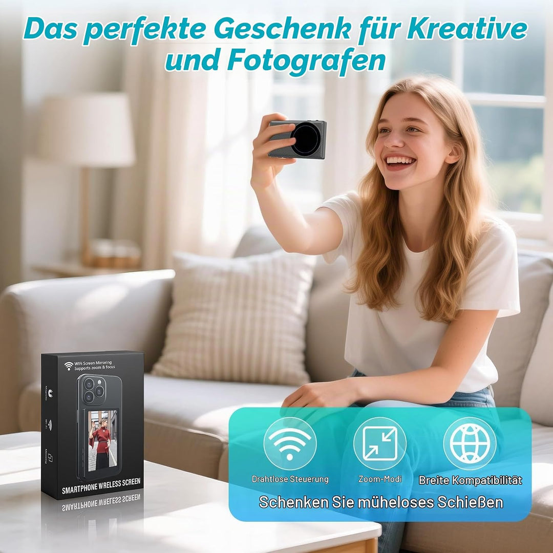 Selfie Monitor für iPhone &amp; Android, 4" Magnetischer Handy Selfie Kameramonitor, Integrierter Lautsp