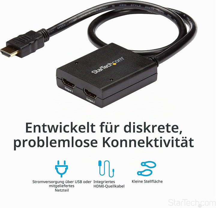 StarTech.com 2 Port HDMI 4k Video Splitter - 1x2 HDMI Verteiler - 4k @ 30 Hz - 2-fach Ultra HD 1080p