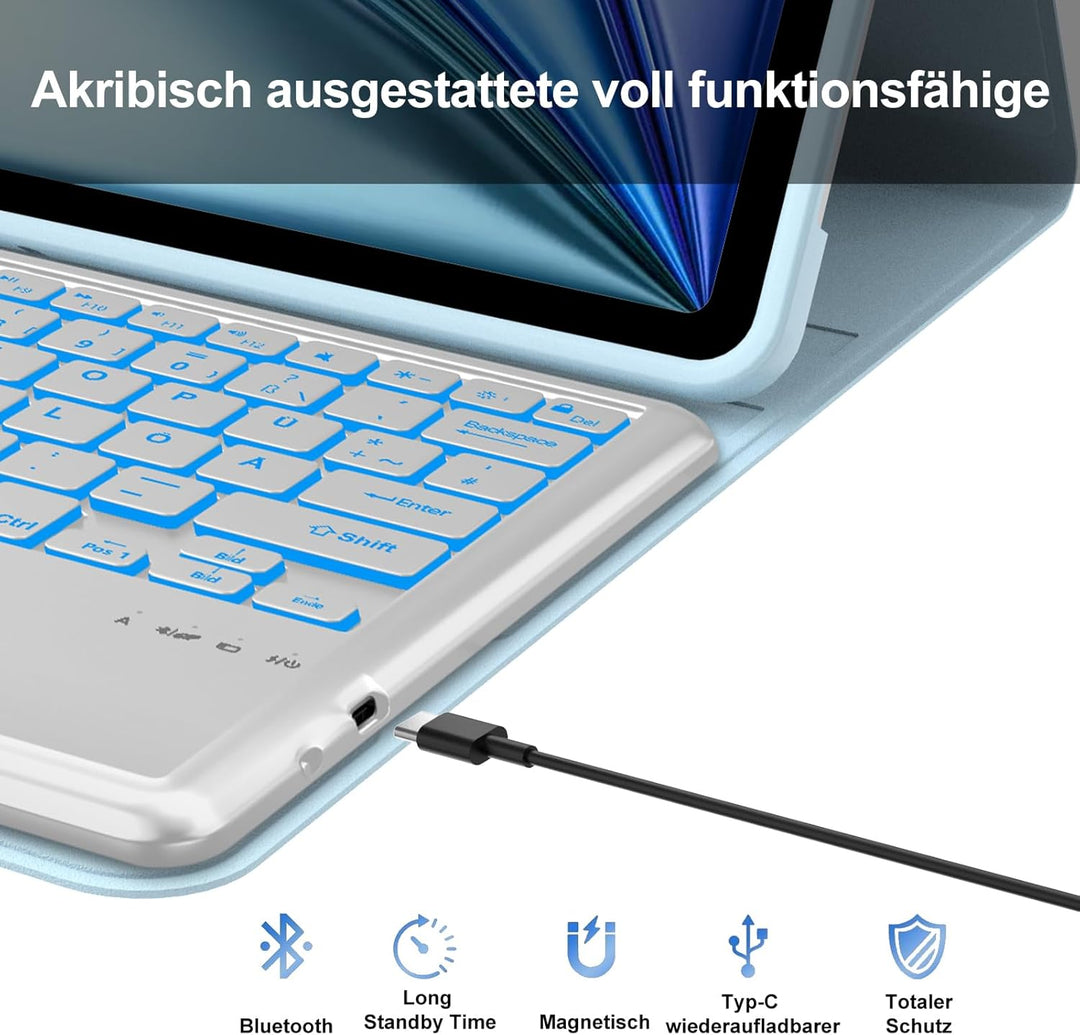 Tastatur für iPad Air 13" M4 2026/M3 2025/M2 2024 mit Touchpad, Hülle Tastatur für iPad Pro 12.9 6/5