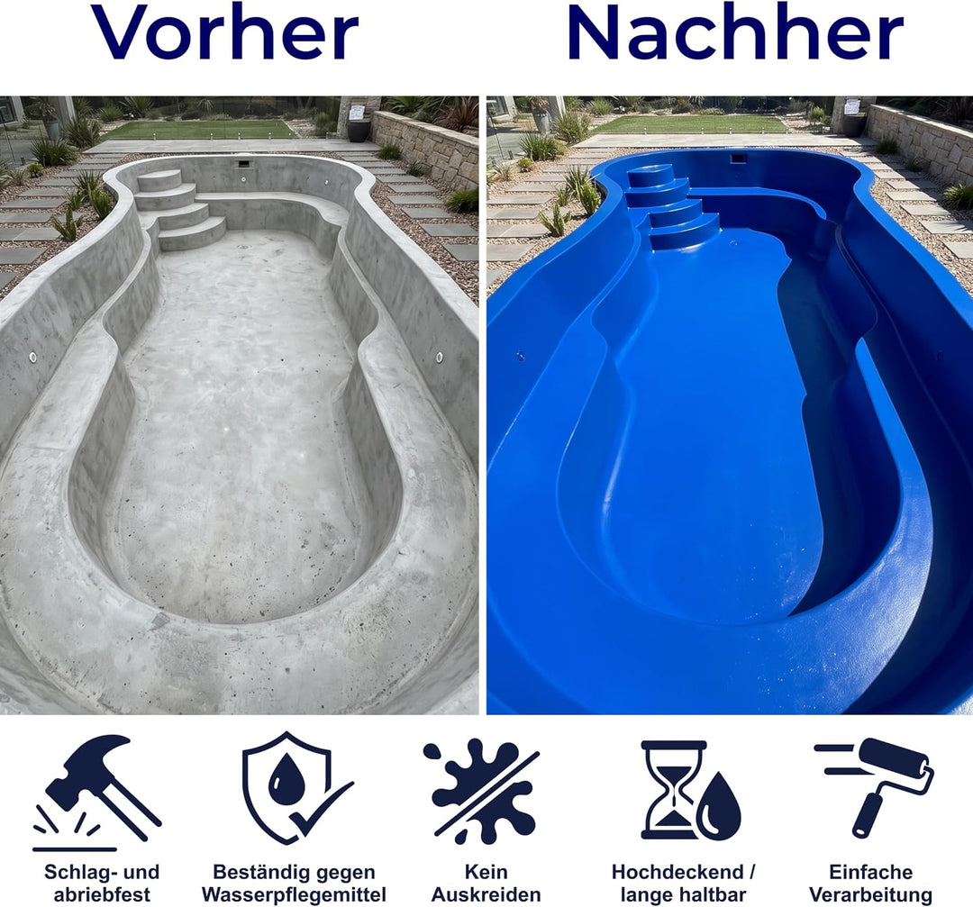 Fonteino 2K Schwimmbadfarbe Poolfarbe Betonbecken Schwimmbeckenfarbe Silbergrau - 5Kg 5 kg (1er Pack