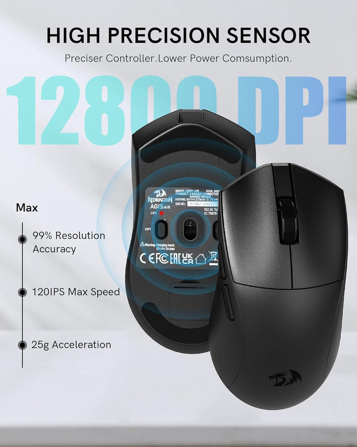 Redragon M821 Ergonomische Kabellose Gaming Maus 54g 3-Mode 12800DPI 1000Hz
