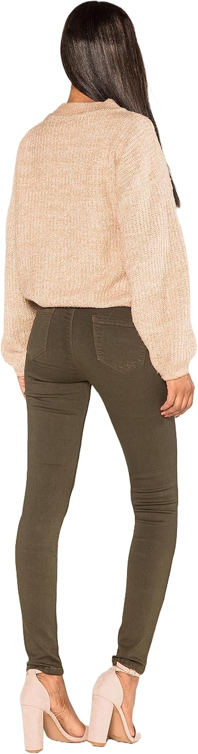 Nina Carter P106 Damen Jeanshosen Slim Fit Push-Up Skinny Jeans Mid-High Waist M Slim Khaki (P106-2)