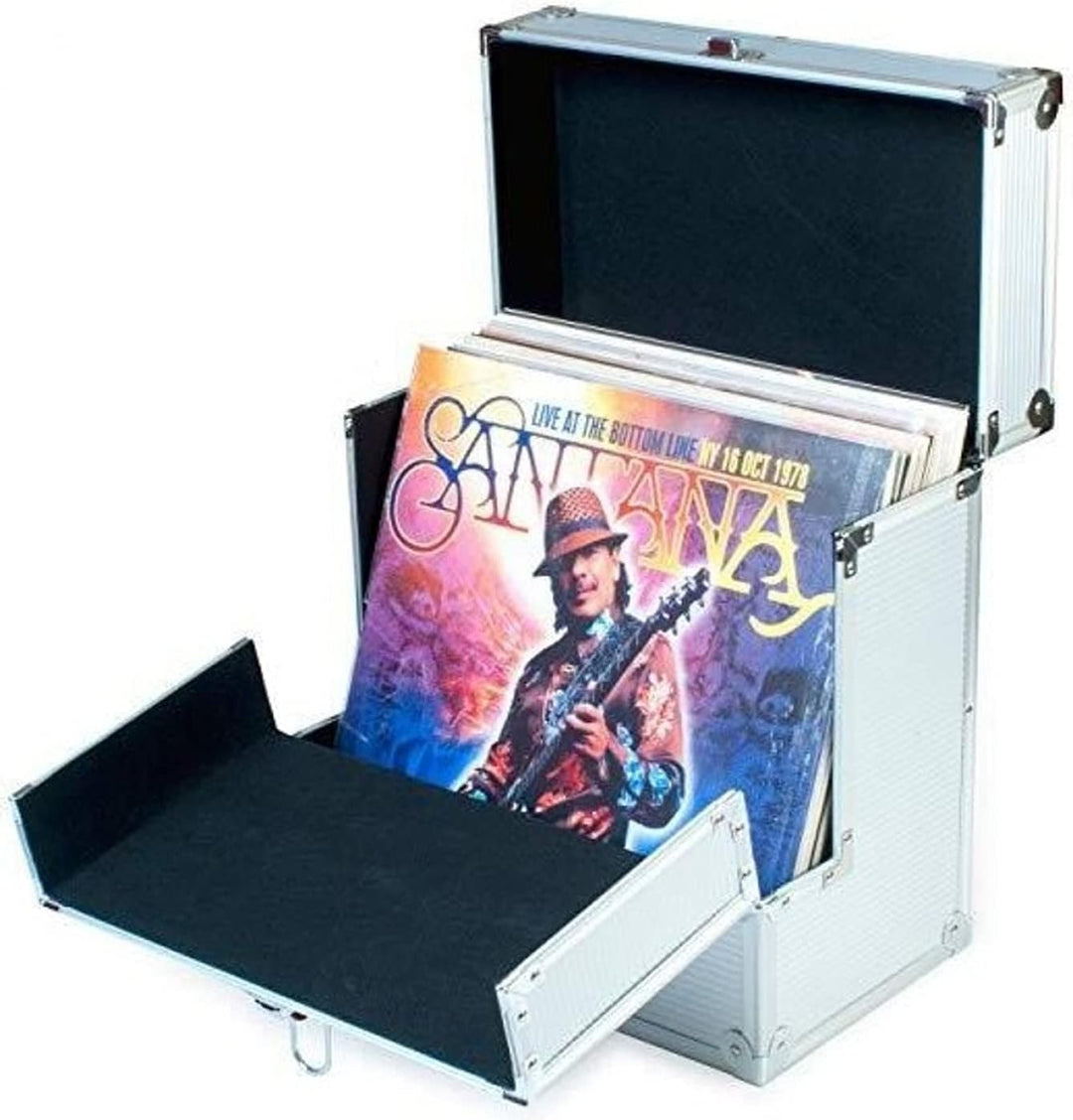 Vinyl LP Koffer für 40 Platten abschliessbar - 33 x 19 x 34 cm - Silberaluminium