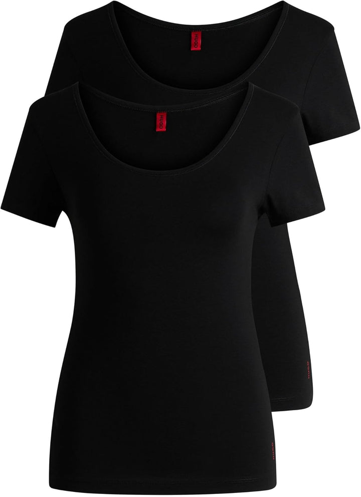 HUGO Damen Twin Rn T-Shirt (2er Pack) L Black1, L Black1