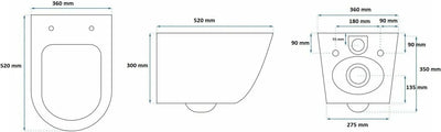 RD Luxury® Hänge WC Spülrandlos Hänge WC Komplettset Wand WC Spülrandlos Designer Wand Toilette WC S