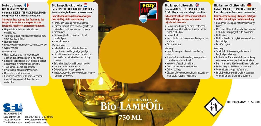 HORECA CANDLES Bio Citronella Lampenöl – 6x1L – Natürliches Duftöl für Gartenfackeln, Öllampen & Aus