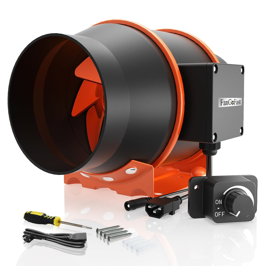 FanGoFast Rohrventilator 150mm Regelbar 684m³/h Rauchabzug Inline Abluftventilator Ideal Rohrlüfter