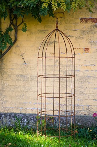KUHEIGA Blumenhilfe Ø 45cm Rankhilfe Obelisk Rost Höhe: 150 cm Rankgitter