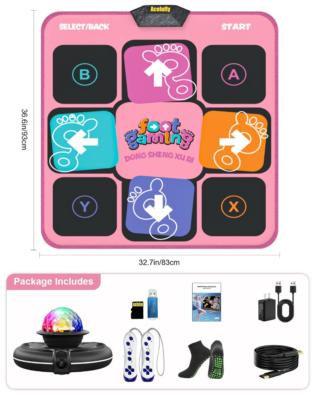 Acelufly Tanzmatte Spielzeug für Mädchen, Wireless Music Electronic Dance Pad für TV mit HD-Kamera,