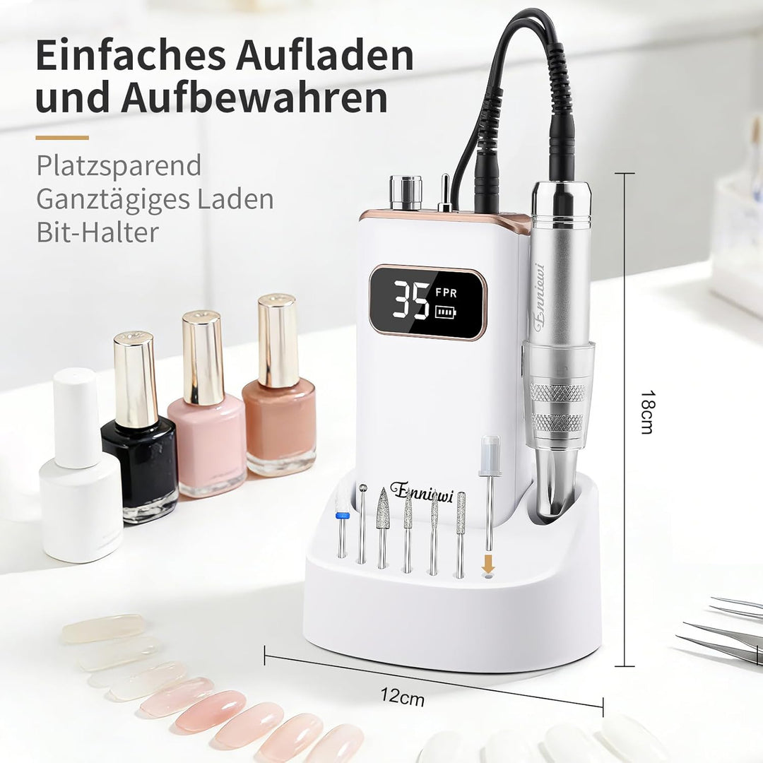 Nagelfräser On-Desk & Tragbare 2 in 1 Elektrische Nagelfeile 35000 U/min Professionelle Wiederauflad