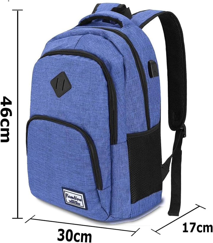 YAMTION Rucksack Herren Rucksack Schule mit USB Ladeanschluss, 15,6 Zoll Laptopfach Schulrucksack Ju