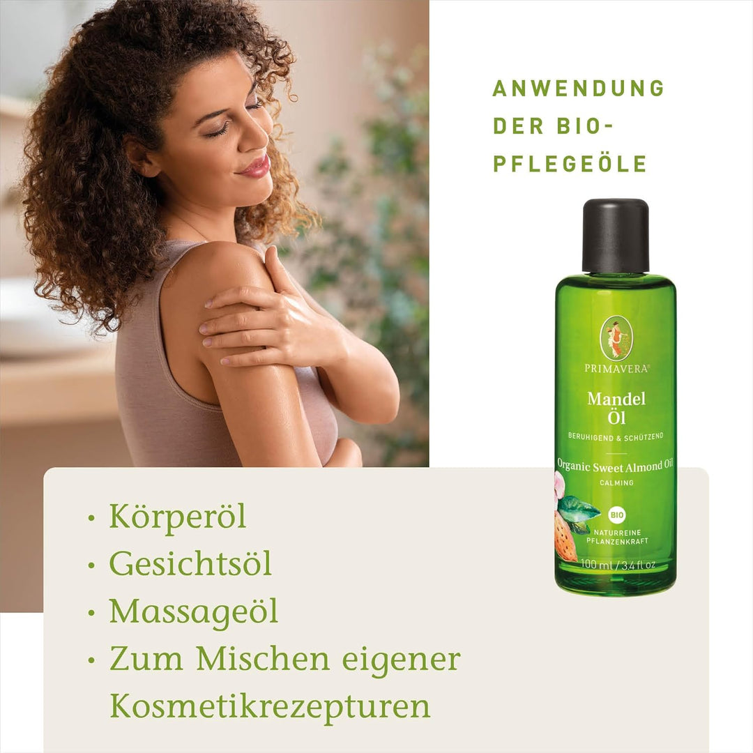 PRIMAVERA Pflegeöl Mandelöl bio 2 x 100 ml - Aromaöl, Naturkosmetik- pflegend, feuchtigkeitsspendend