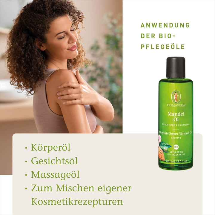 PRIMAVERA Pflegeöl Mandelöl bio 2 x 100 ml - Aromaöl, Naturkosmetik- pflegend, feuchtigkeitsspendend