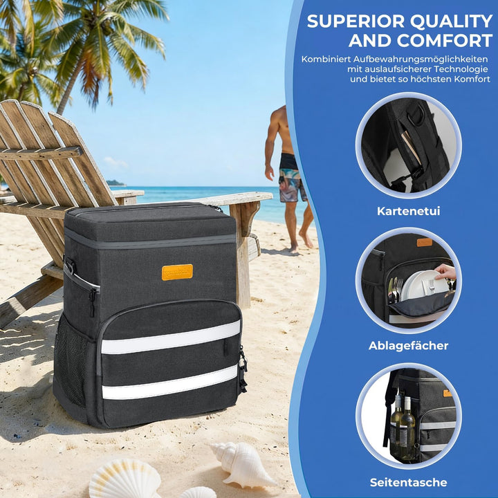 30L Kühltasche Gross Faltbar Kühlbox, Kühltasche für Essen & Getränke, Kühltasche Picknicktasche, Is
