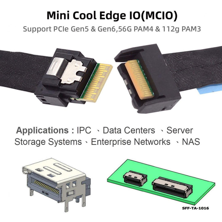 chenyang Slimline SFF-8654 4i Stecker zu PCI-E 5.0 MCIO 4i 38Pin SFF-TA-1016 Mini Cool Edge IO Steck