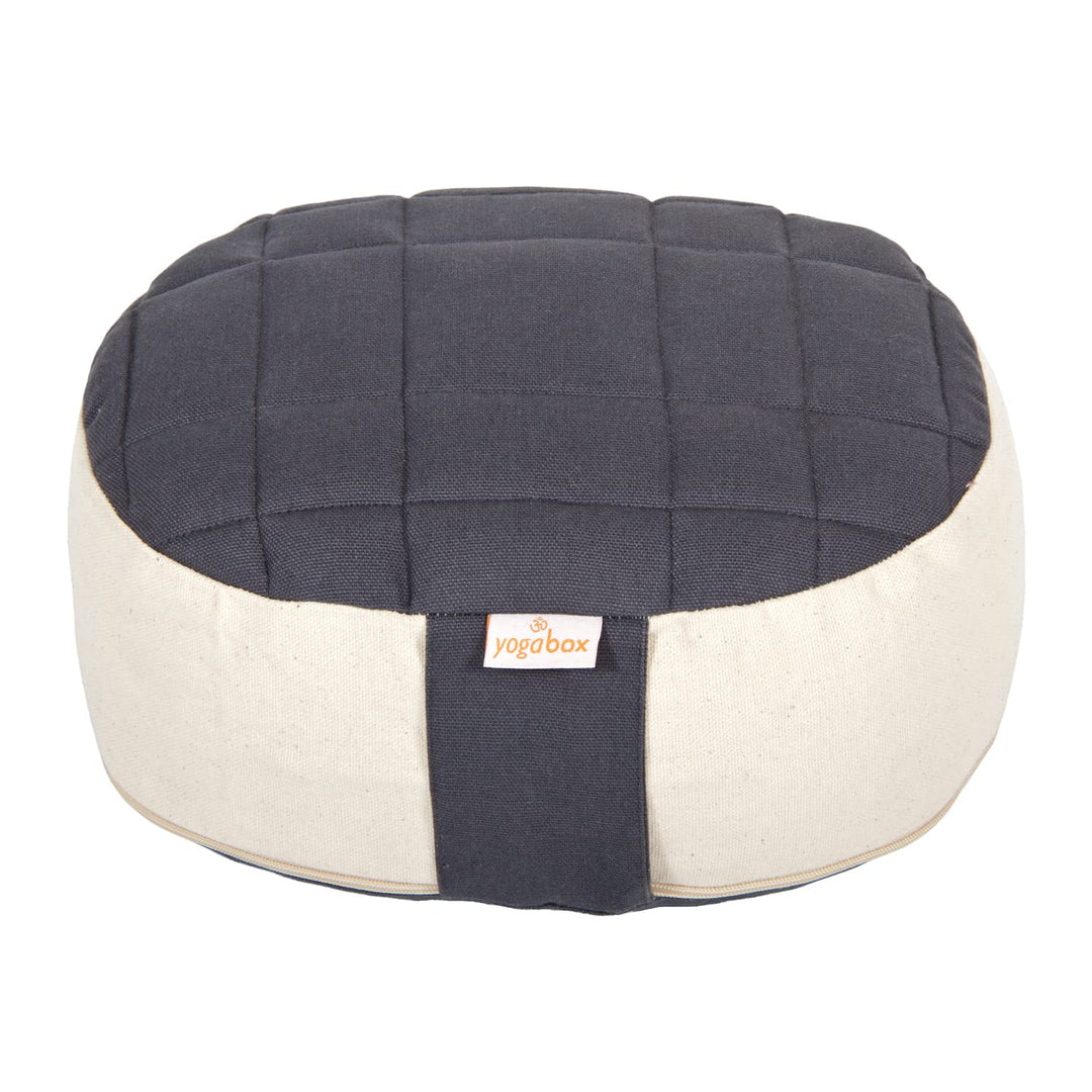 Yogabox Yogilino® Reise Meditationskissen Mini oval Premium grau / natur L 26 x B 21 x H 9 cm, grau