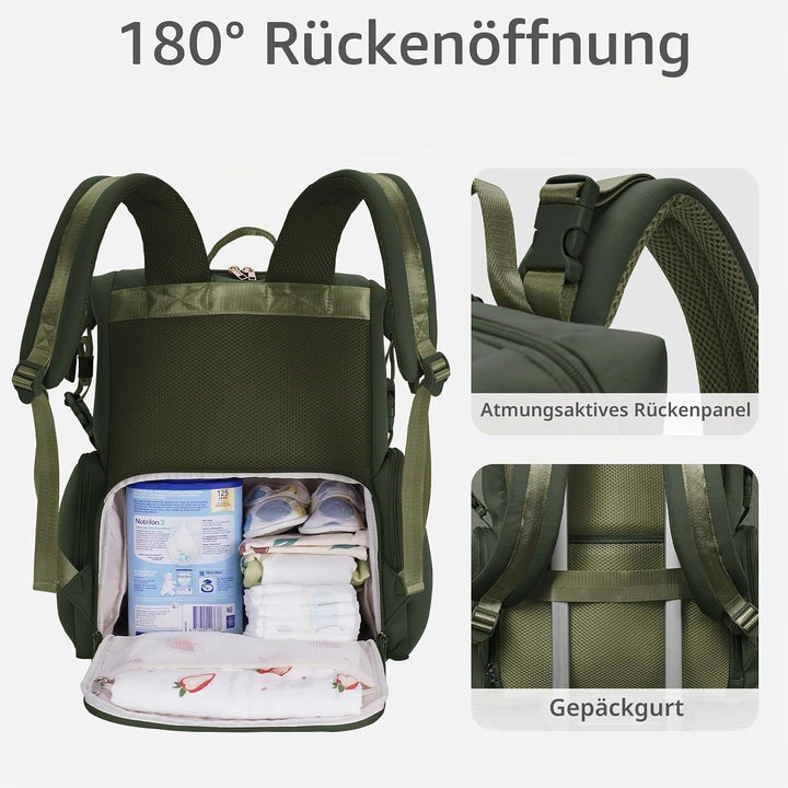 CEI-CEI Baby Wickeltasche/Rucksack mit Isolierter Flaschentasche, Wasserdichtes Neoprengewebe, Wicke