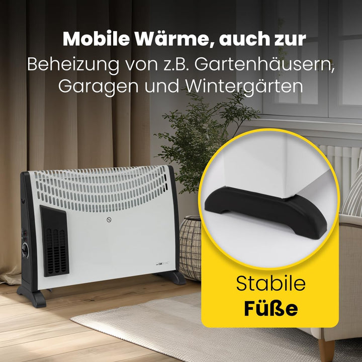 Clatronic® Konvektor Heizung | Mobile Heizung für Gartenhäuser, Garagen & Co. | Konvektor mit 3 Heiz