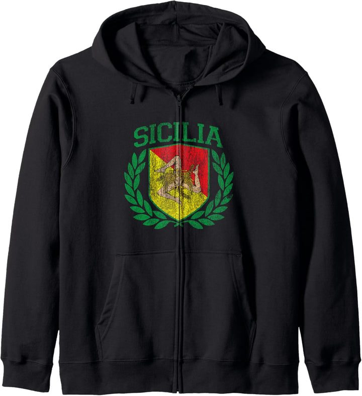 Sicilia Flagge und Schild mit Trinacria - Sizilien Flagge Kapuzenjacke