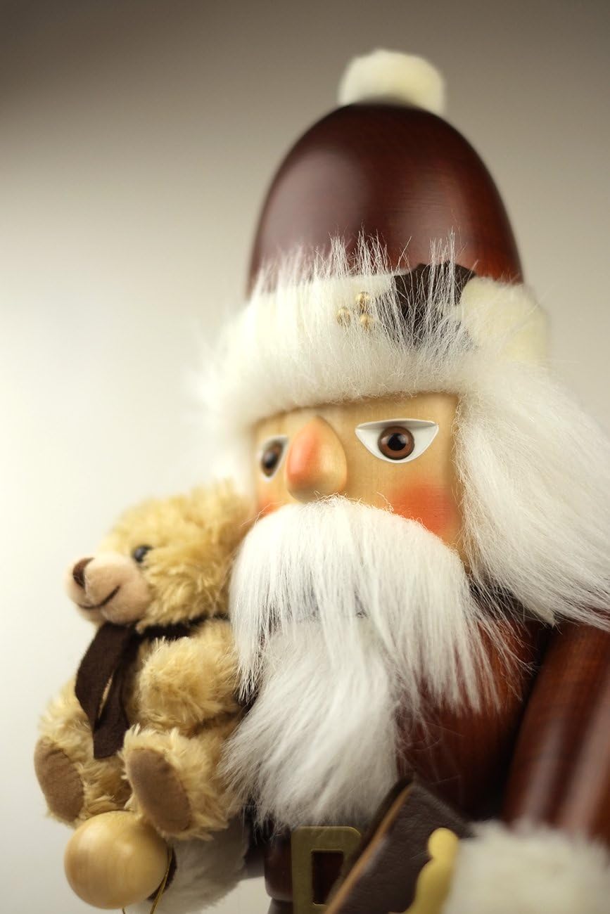Christian Ulbricht Erzgebirge Nussknacker Weihnachtsmann mit Teddy nat