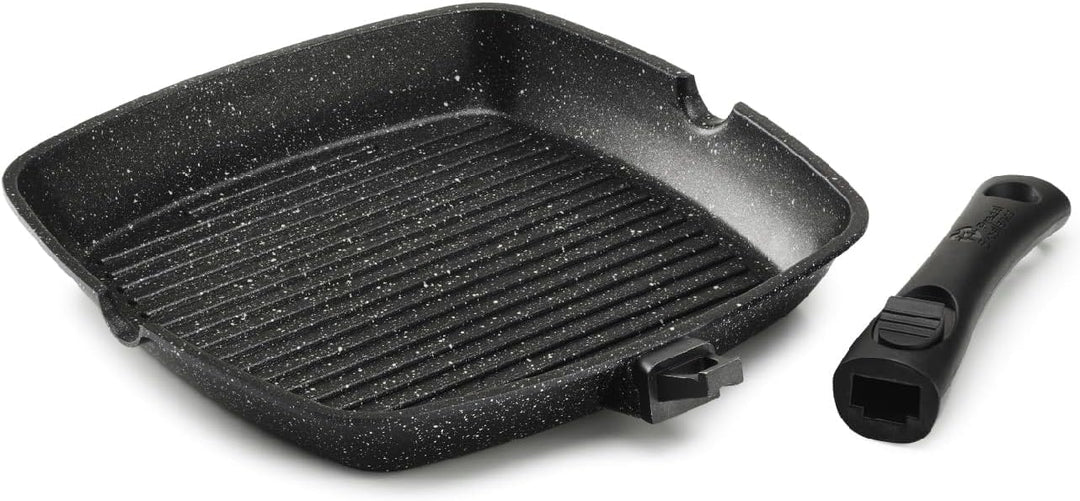 Pradel Excellence, PCUI001022, Grillpfanne aus Aluminiumguss 28x28cm, Deckel aus Glas, Antihaftbesch