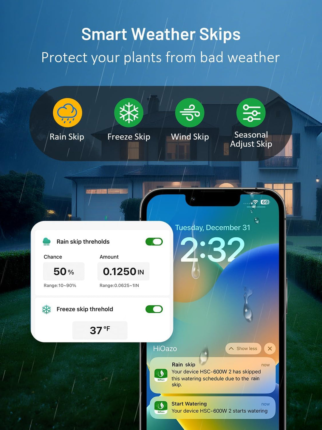 HSC-600W WLAN-Bewässerungscomputer 6 Zonen mit App-Steuerung, HSC-600W