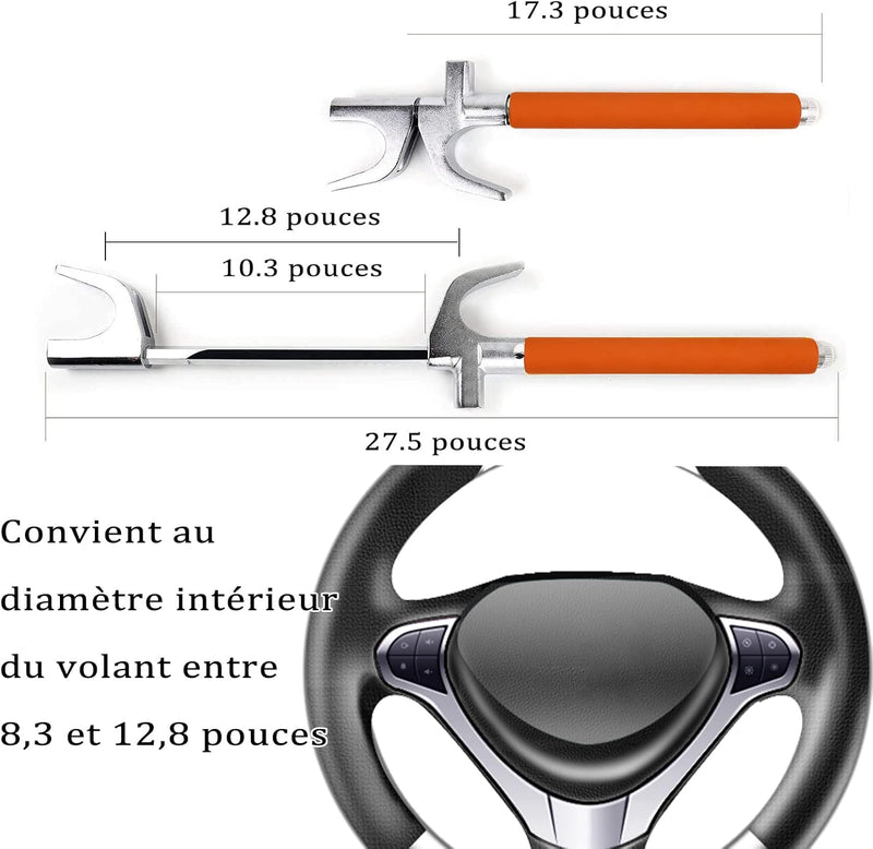 Car Steering Wheel Lock Universal Auto Lenkrad Diebstahlsicherung Hohe Sicherheit für Auto SUV Van L