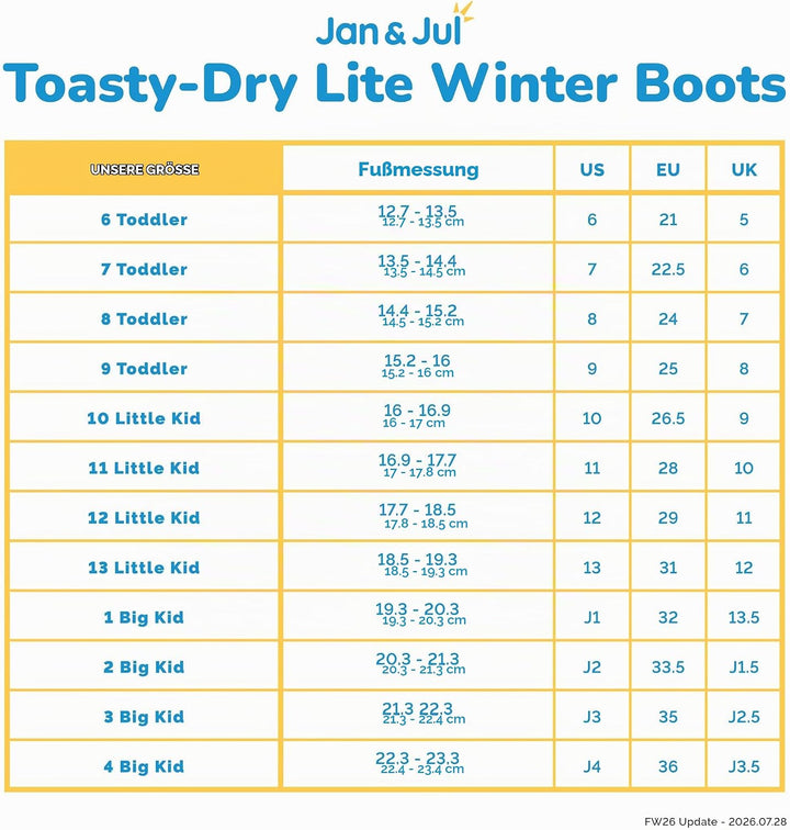 Jan &amp; Jul Wasserdichte Isolierte Winterstiefel mit Fleecefutter für Kinder, Super Leicht &amp; Waschbar