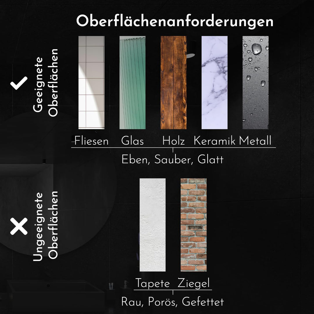 Bürstenking Handtuchhalter ohne Bohren – 33 cm – Selbstklebender Handtuchhalter – einarmige Halterun