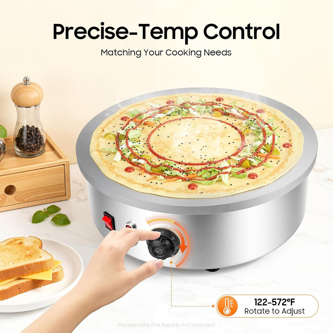 45cm Crepes Maker Elektrisch 3000W Gastro - Profi Gusseisen Crêpes Platte & Fladenbäcker für Gözleme