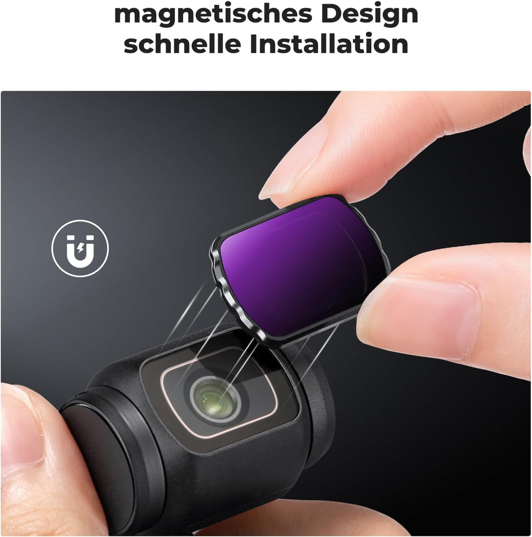 K&F Concept OSMO Pocket 3 Filtersets,4er Pack Magnetischer CPL,ND16,ND64,ND256 Filter kompatibel mit
