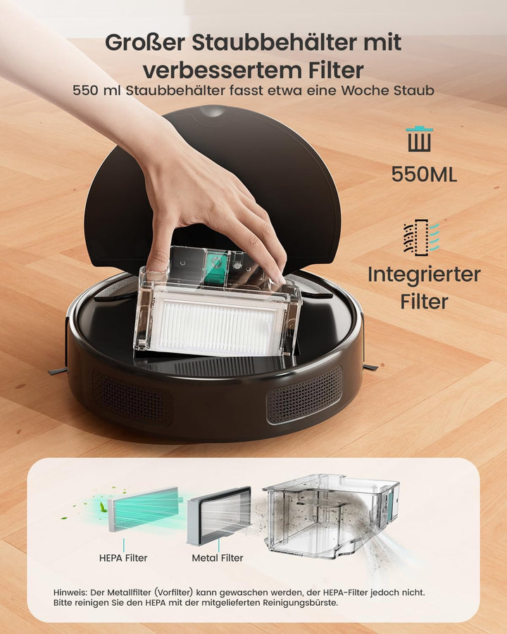 LEFANT M310 Staubsauger Roboter, 4500 Pa Saugkraft, 180 Minuten Akkulaufzeit, 4 Reinigungsmodi, Unte