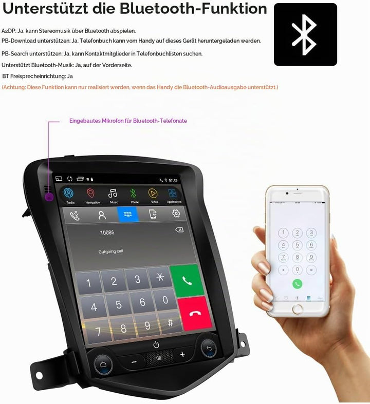 Android 14 9.7 Zoll-Autoradio Vertikaler Bildschirm für Chevrolet Cruze J300 2008 2009 2010 2011 201