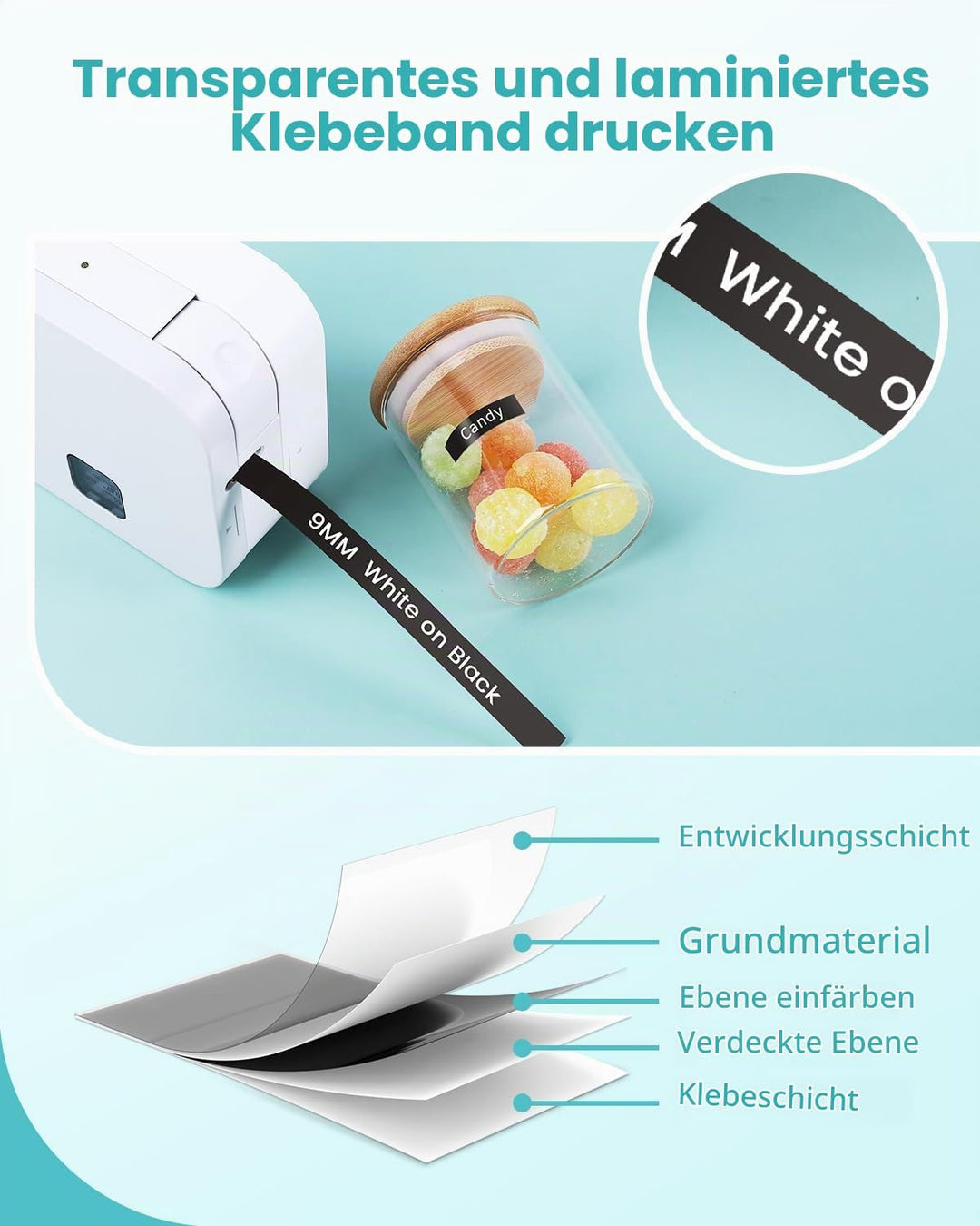 MarkField 4x TZe-325 9mm Weiss auf Schwarz Schriftband Kompatible für Brother P-Touch Bänder TZ TZe3