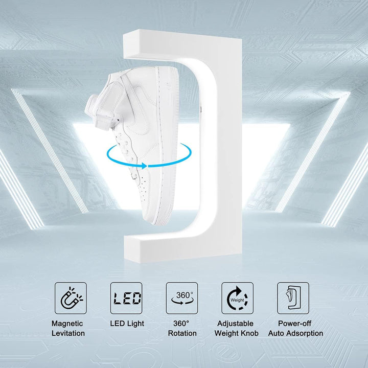 UVEHAS Schwebendes Schuh-Display Magnetischer Schwebe-Schuhständer mit LED-Licht, Rotierendes Schweb