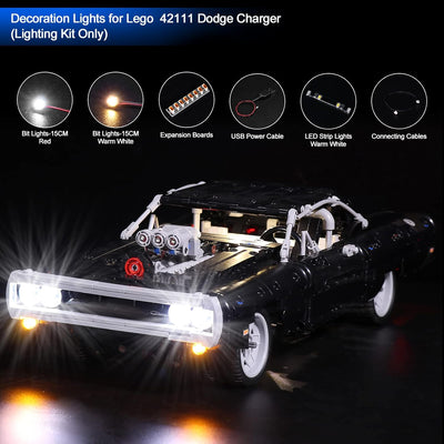 Led Licht Set für Lego Dom's Dodge Charger,Dekorations Led Beleuchtungs Set für Lego 42111 Technic R