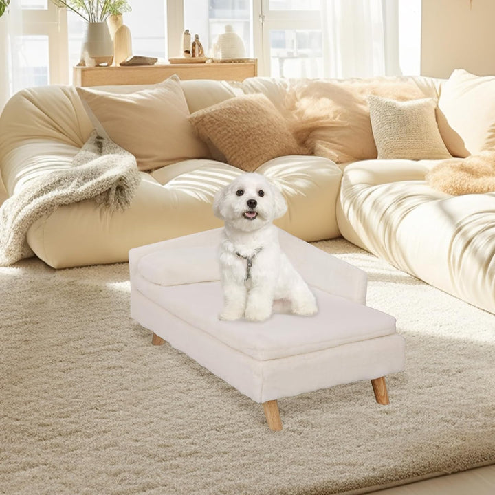 BingoPaw Luxus katzensofa Haustiersofa mit Rückenlehne Plüsch Kissen Holzbeinen, Hundesofa für klein