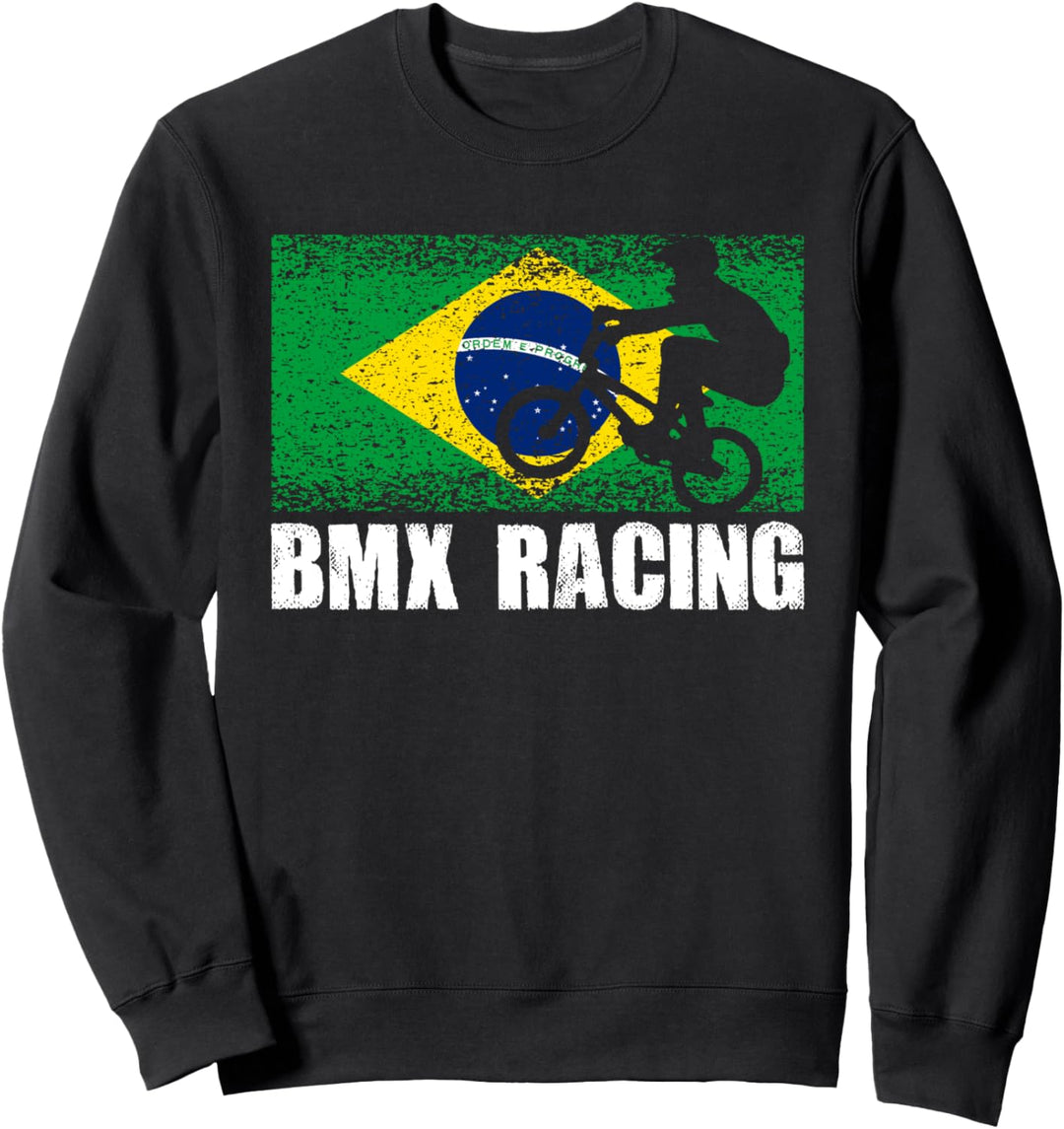 BMX Rennsport, Retro Brasilien Flagge, brasilianisches Sweatshirt