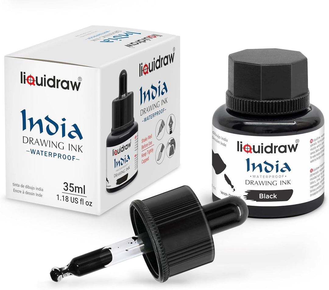 Liquidraw Indische Zeichentinte, Schwarz/Blau/Braun/Grün/Orange/Gelb, 24 x 10.5 x 6 cm