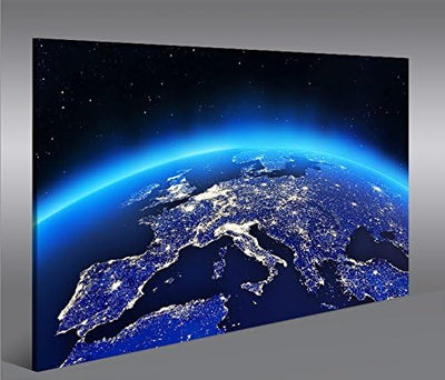 islandburner Bild Bilder auf Leinwand Europa vom Weltall 1p XXL Poster Leinwandbild Wandbild Dekoart