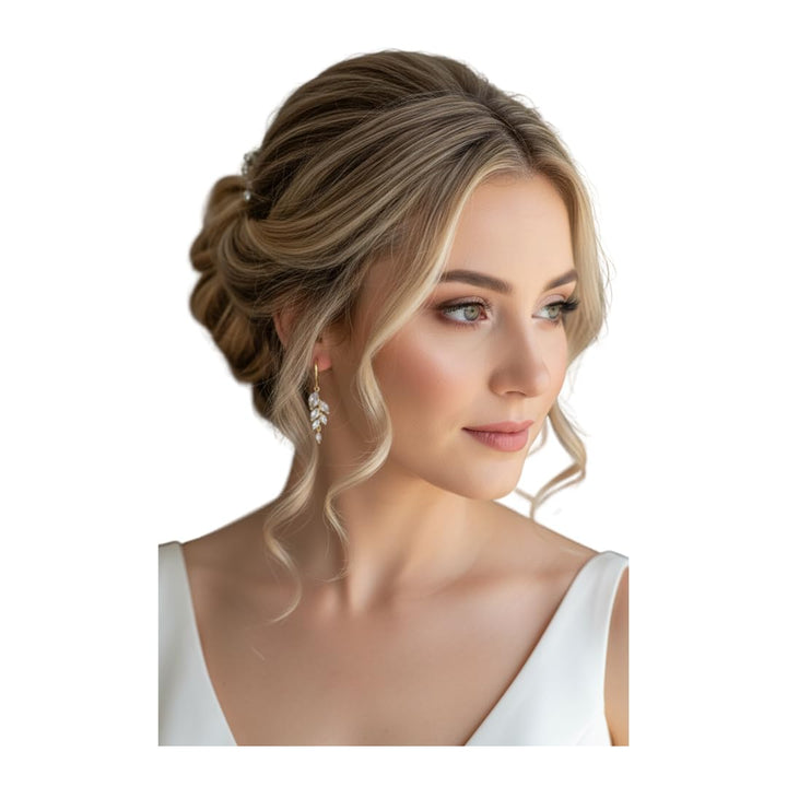 ONDEGO® Gold Ohrringe Ohrstecker Brautschmuck Geschenk Schmuck Blatt Blätter