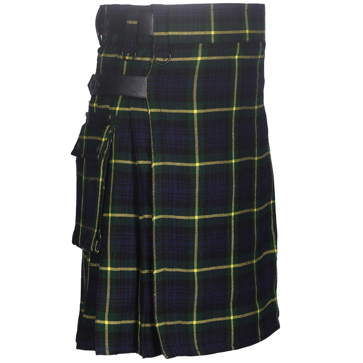 Utility-Kilt für Herren aus Acrylwolle mit Lederriemen Gordon Tartan 46, Gordon Tartan 46