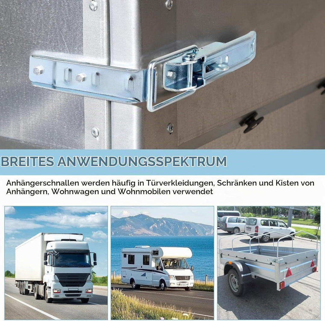 2 X Exzenterverschluss mit Halter 210mm, Spannverschluss Anhänger Bordwandverschluss Verzinkt, Versc