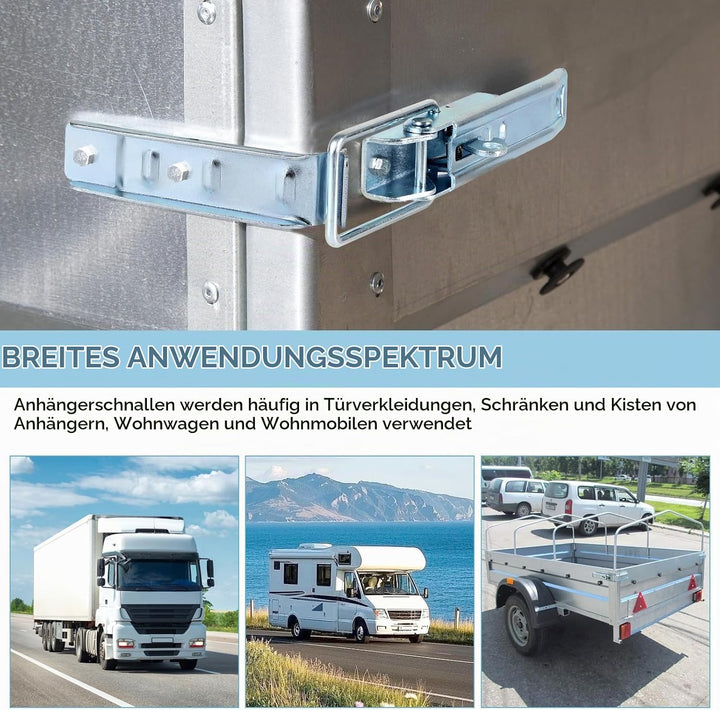 2 X Exzenterverschluss mit Halter 210mm, Spannverschluss Anhänger Bordwandverschluss Verzinkt, Versc