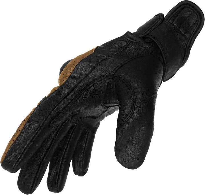 TacFirst AMALFITANA Motorrad Handschuhe Sommer aus Leder, Retro, Vintage Lederhandschuhe Damen, Herr