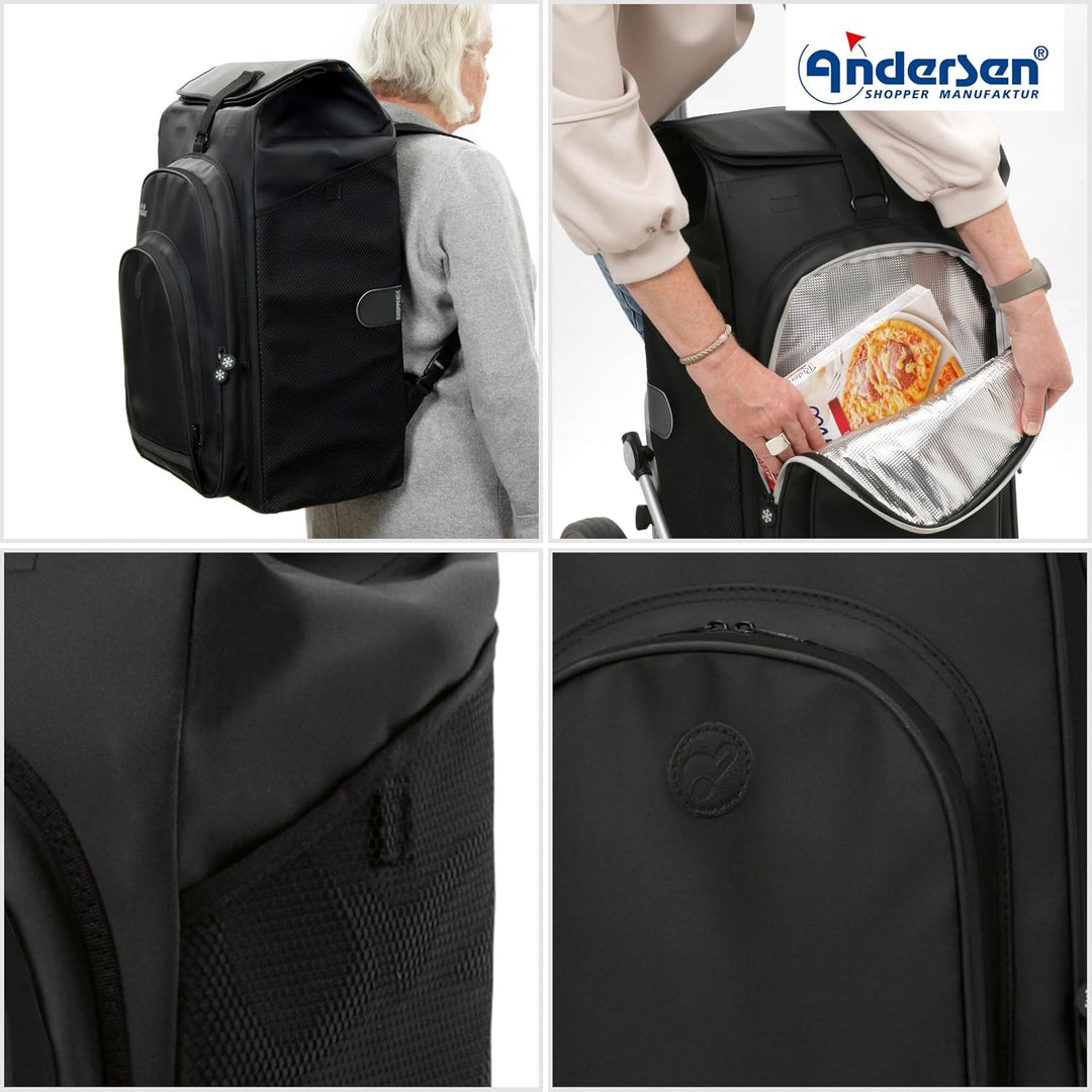 ANDERSEN Einkaufstrolley - Quattro Shopper Hydro 3.0 schwarz | mit 4 Rädern, höhenverstellbar, schie