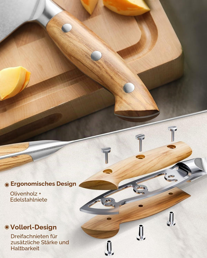 XINZUO 18cm Verbundstahl Hackmesser, Profi Chinesisches Kochmesser Handgeschmiedet Multifunktions Ch