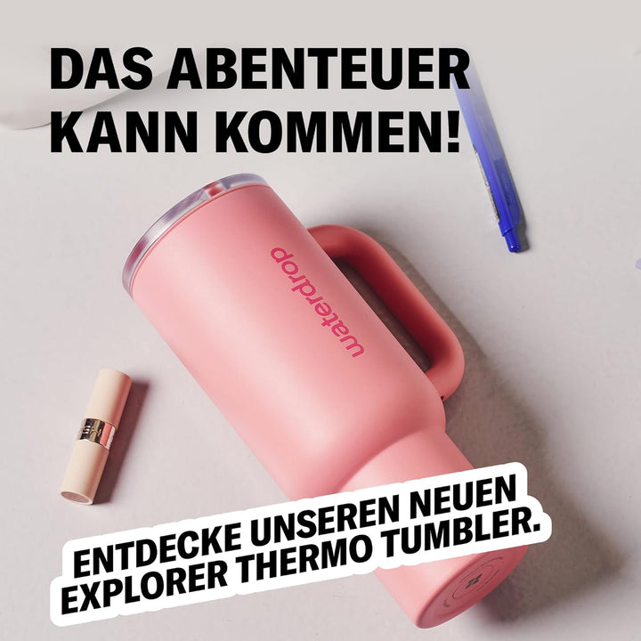 waterdrop® Thermobecher mit Strohhalm 1,1L – Auslaufsichere, robuste Trinkflasche mit aufklappbarem